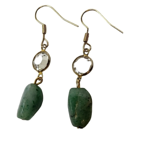 Handmade Aventurine bezel Earrings - Picture 1 of 2